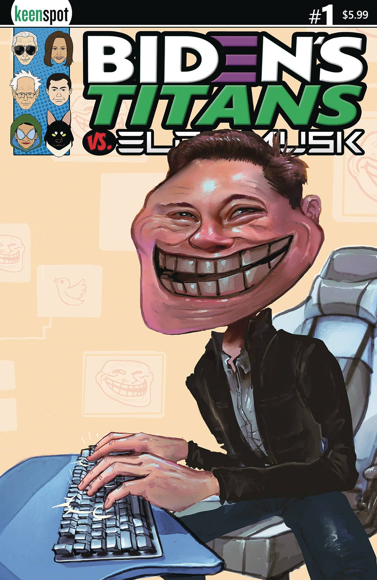 BIDENS TITANS VS ELON MUSK #1 CVR E GIENI TROLL FACE ELON *(RELEASE DATE 05/24/23)* *(DH M1)* *(DH Y2)*