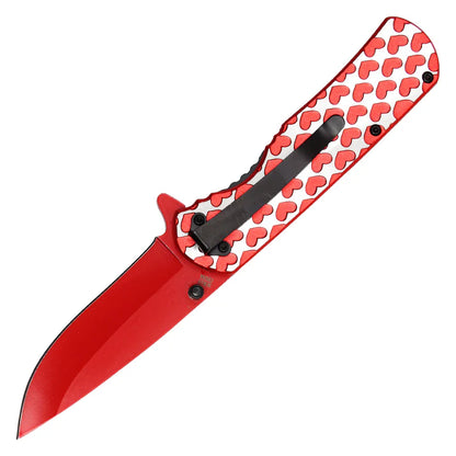 7.75" Red Hearts Pocket Knife