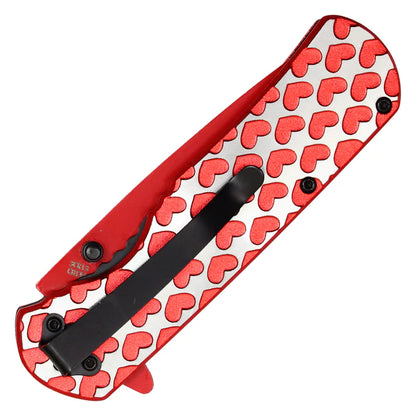 7.75" Red Hearts Pocket Knife